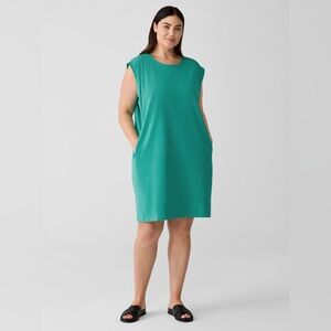 NWT Eileen Fisher Pima Cotton Stretch Jersey Dress Plus Size 1X Knee Length